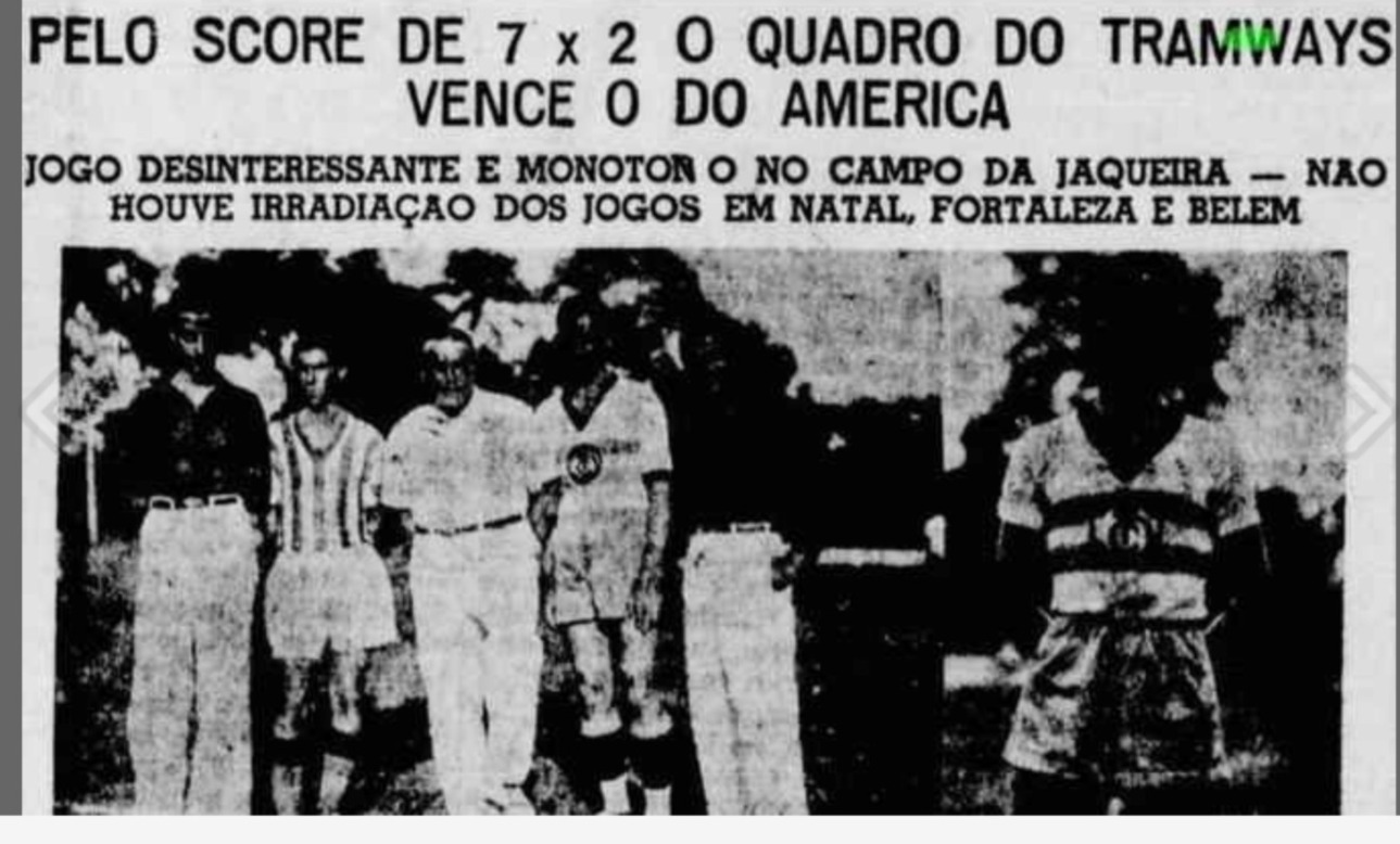 Registro do primeiro jogo do Tramways na primeira divisão (1935)