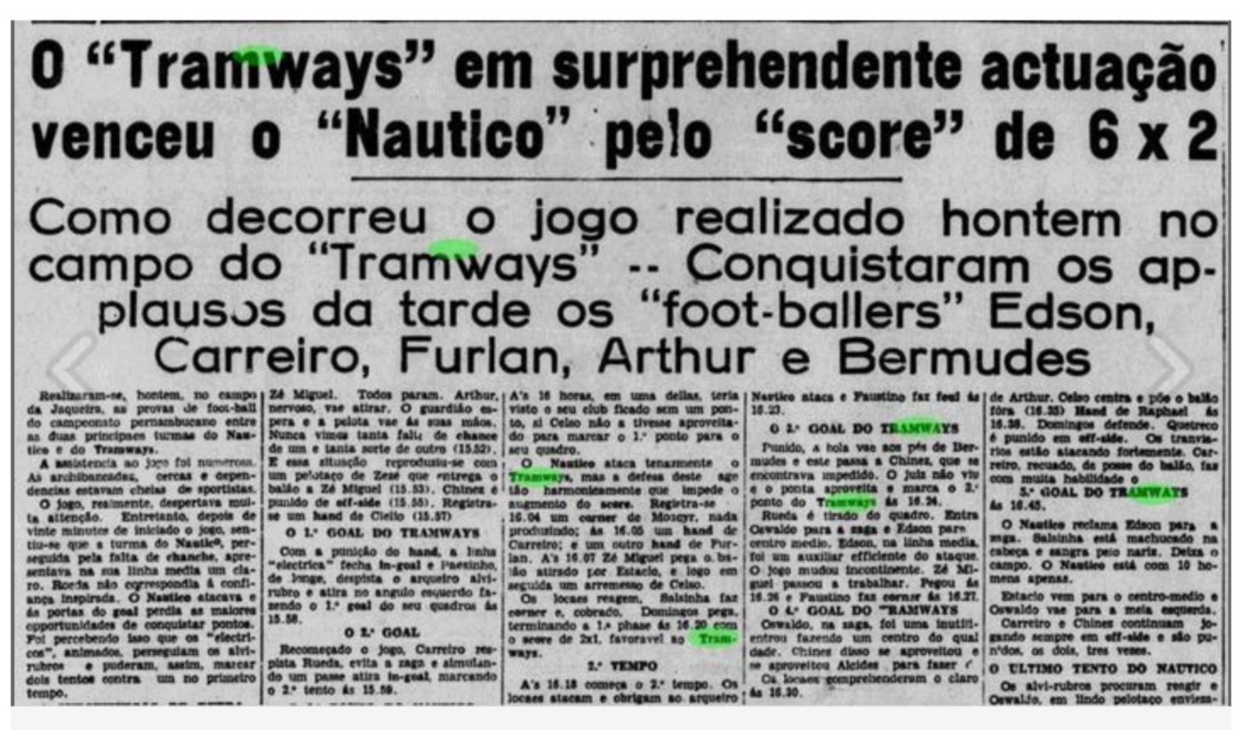 Estreia com goleada no Náutico em 1936