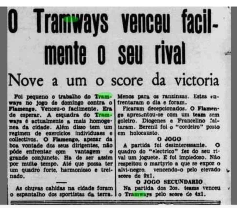 Mais uma goleada dos Elétricos em 1936