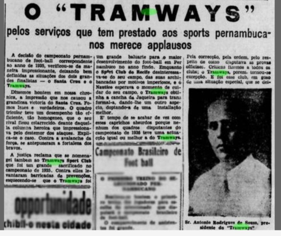Imprensa destacando a importância do Tramways